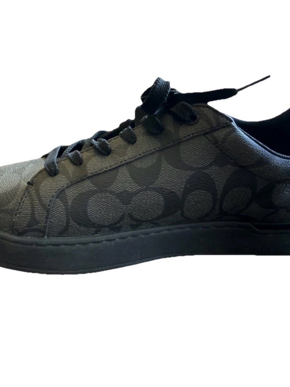 Coach Shoes Mens Size 9D Black Signature G4949 Low Top Sneakers Logo Leather - Picture 10 of 12